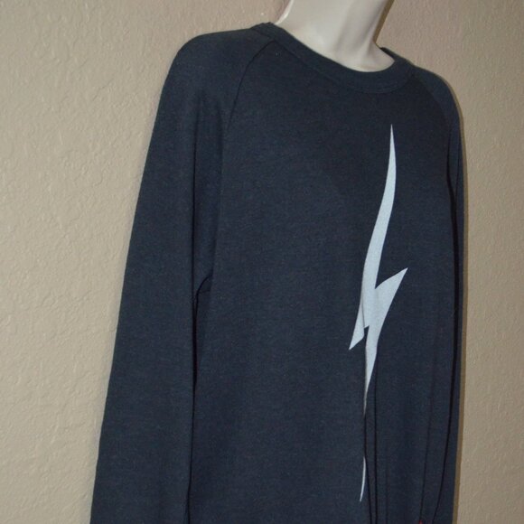 $175 Sz S Aviator Nation Charcoal Gray Lightening Bolt Sweatshirt - Picture 3 of 7